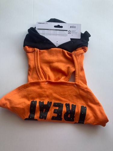 Dog Halloween Costume Clothing Black/Orange ‘Trick Or Treat’ Hoodie Size Medium - Picture 8 of 9