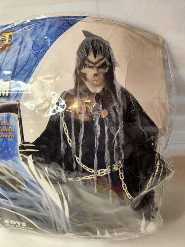 Spirit Halloween Mr. Grim Boys Costume Size L (10-12) Black Glow In The Dark - Picture 5 of 7