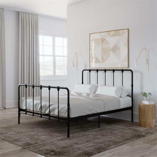LikeHome Lida Farmhouse Metal Bed with 