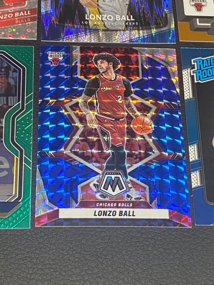2021-22 Lonzo Ball BLUE Mosaic Prizm /99 Panini Mosaic SP #33 Bulls (OBO) - Image 3 of 4