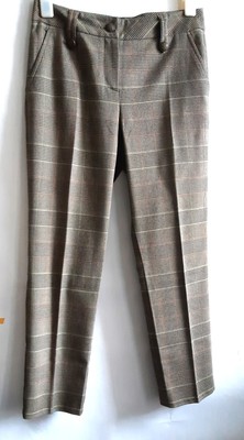 OneStyle  Straight Plaid Pants Viscose Blend  Multicolor Pocket Zip Button UK 10