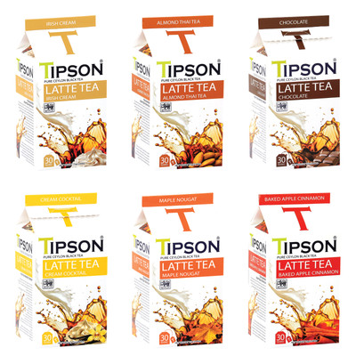 Tipson Pure Ceylon Black Latte Tea Collection 6 Flavors 30 Tea Bags 75g | 2.64oz