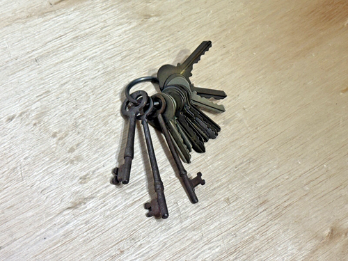 Lot of (3) Antique Skeleton & (11) Padlock or Various Vintage Medium Keys