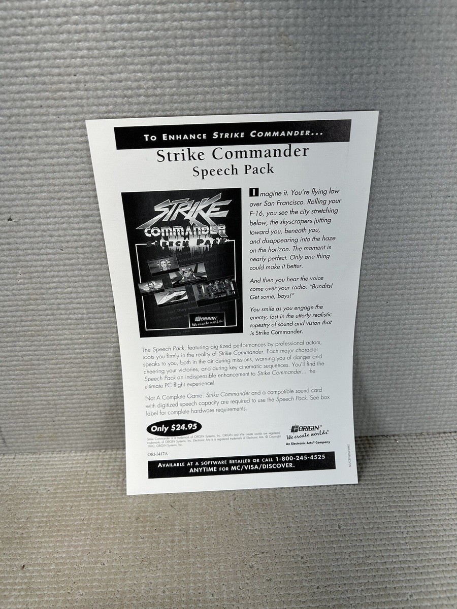 Strike Commander Flight Simulator PC Game 1992 Chris Roberts