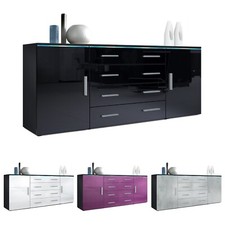 Sideboard Kommode Highboard Anrichte Faro V2 Schwarz matt - Hochglanz