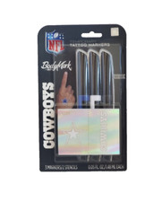 BIC BodyMark Temporary Tattoo Art Markers NFL Cowboys, Skin Safe 3 Markers