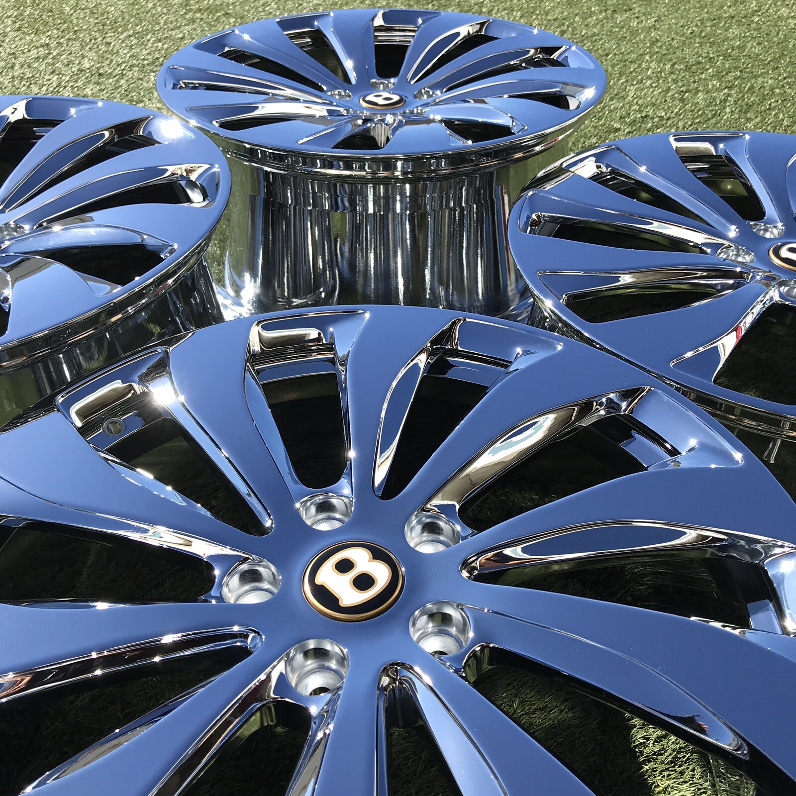 22" BENTLEY CONTINENTAL GT FLYING SPUR  RIMS WHEELS CHROME RIMS OEM GENUINE SET 