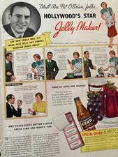 Pat O'Brien, Certo Jams and Jellies, Full Page Vintage Large Format Print Ad, a