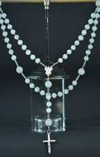 Cute opaline glass& silver Antique french hand Rosary 19THc