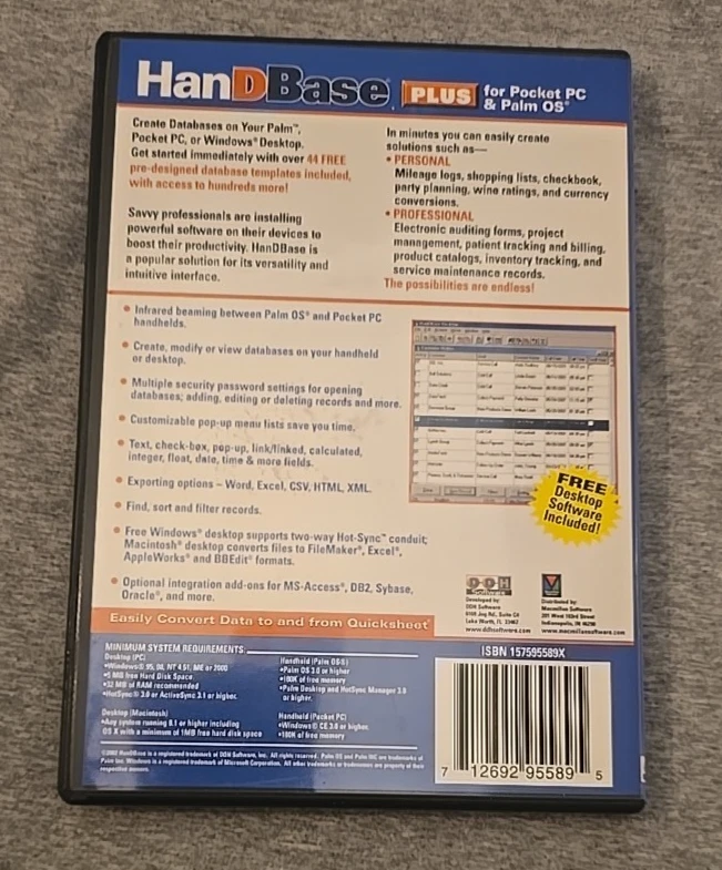 Macmillan HanDBase Plus for Pocket PC & Palm OS - Grade A (157595589X) - Image 2 of 2