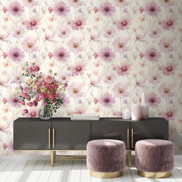 Meadow Flowers Lissa Vliestapete Floral Botanisch Vegetation Muriva 215501 Pink-image