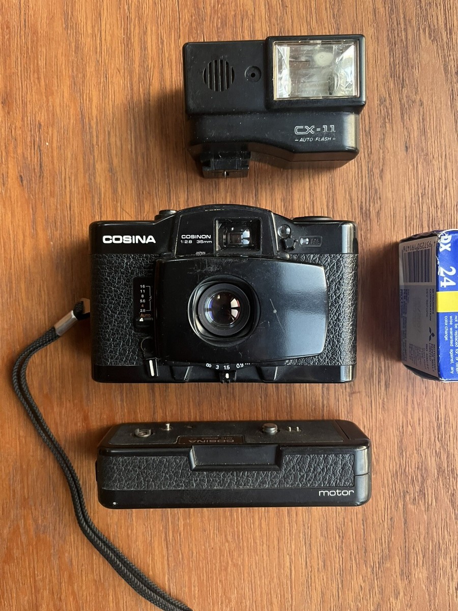 Cosina CX-2 Film Camera + CX-11 Flash and Motor Auto Winder LOMO