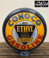 CONOCO ETHYL Reproduction 13.5" Gas Pump Globe - (Dark Blue Body)