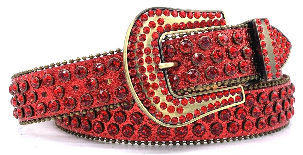 RED BLING WESTERN RHINESTONE CRYSTAL FASHION GENUINE LEATHER  display picture 3