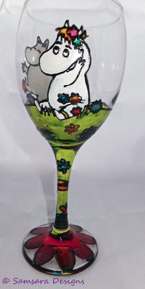 中古Pyrex Moomin ＆snoopy Glass Storage 8個 Moomins Wine or Gin Glass Geek Gift Moomintroll and