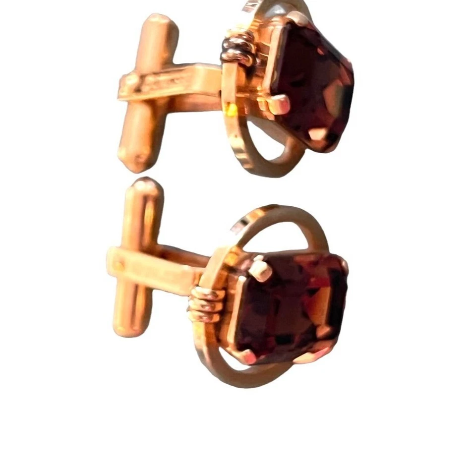 Gemelos de vidrio ámbar Destino de colección raros rellenos de oro 12k medidas 6/8" de diámetro Foto 4 de 4