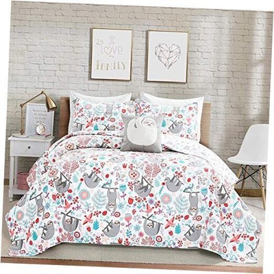  Lush Decor Hygge Sloth Quilt Set Twin White