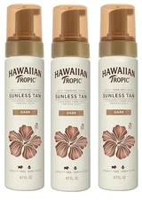 Hawaiian Tropic Sunless Tan Foam Moisturizing 6.7oz Dark Self Tanner Lot of 3