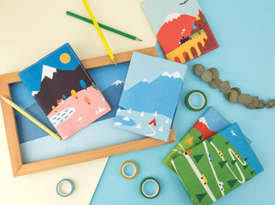 Kinbor  Bucheinband Bookcover aus Stoff für Notizbuch Tagebuch Kalender, A6