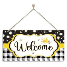 Daisy and Bee Welcome Sign, Rustic Daisy Summer Welcome Sign for Front Door,