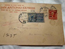 1906 San Antonio Express Cover Ny To Tx F/w 10c Express Issue