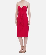 Bcbgmaxazria Women's Red Strapless Sweetheart Neck Dress Size 6