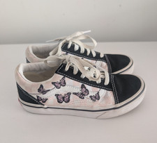 Vans Old Skool Kids Butterfly Pink Black Sneakers US 1 Low Top Skate Shoes