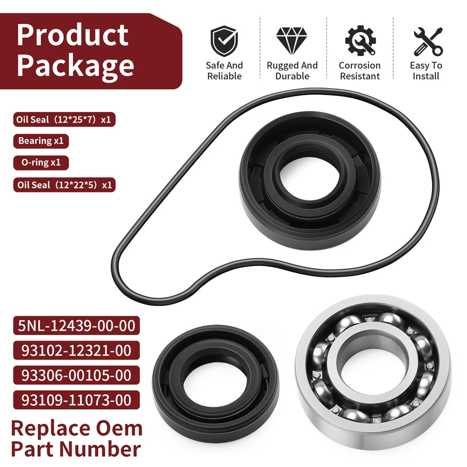 Kit de reparación de rodamientos de sello de bomba de agua para Yamaha WR250F YZ250F 2001-2013 5NL-12439 Foto 4 de 4