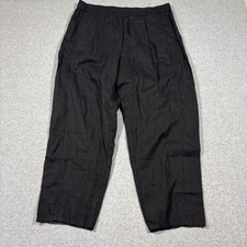 NWT Eileen Fisher Sz L Black Organic Linen Ankle Pleated Lantern Pants 168