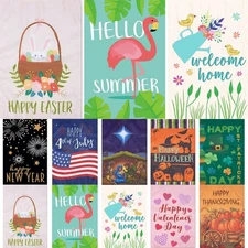 Set of 10 Garden Flags for All Seasons, Decorative Banners for Yard, 12x18 in