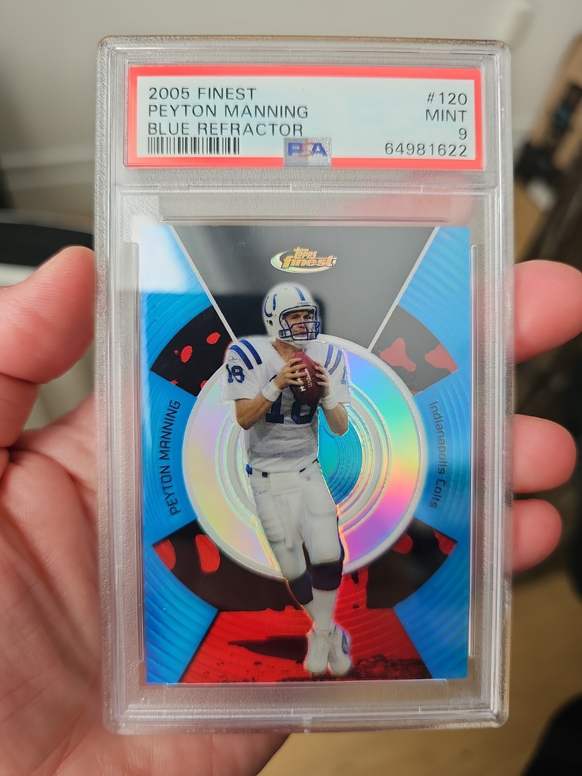 2005 Topps Finest Peyton Manning #120 BLUE REFRACTOR/299 PSA 9