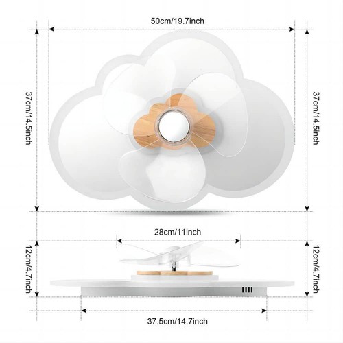 TOZING 19.6 in. Smart Indoor White Low Profile Modern Novel Flush Mount Ceiling - Picture 12 of 12