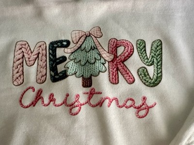 Merry Christmas Sweatshirt, White, Hanes Brand Size XL