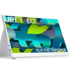 UPERFECT 15.6" White Portable Monitor IPS LCD Screen Full HD 1920x1080 Display