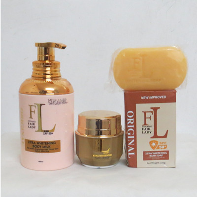 Dynamix FL Whitening Body Milk Lotion + Bath Body Soap + Face Cream Combo Set