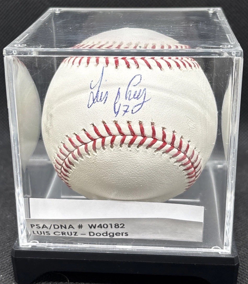Luis Cruz Signed Autographed Baseball - PSA COA - Los Angeles Dodgers