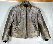 Topshop vintage metallic silver & gold glitter padded space puffer jacket, 10