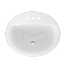 PF194R Rockaway 19" Circular Vitreous China Drop In Bathroom Sink with Overfl...