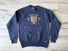 Vintage Indiana University Sweatshirt Size M Navy Blue Appliqu 1990s Crest USA