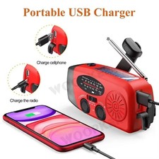 Emergency Radio Crank Solar Hand Weather 2000mAh Power Bank Charger Flash Light