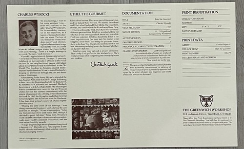 Charles Wysocki Ethel the Gourmet #66/10179 Rare Paper Signed Numbered 1992 - Picture 6 of 10