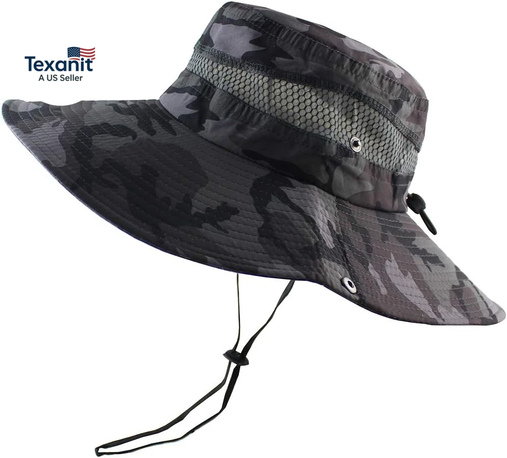 Mens Fishing Hat Wide Large Brim Sun Hat with Outdoor UV Protection