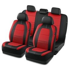 Car Seat Cover, Leather Car Seat Cover Automotive Seat Full Set Red Full Set