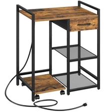 Printer Stand with Charging Station, Printer Shredder Stand with Fabric Drawe...