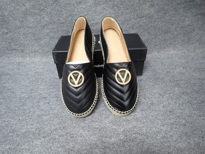 NEW Valentino Pina Leather Espadrilles Black Women's Size EU 39 (SS44)