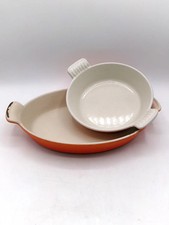 Vintage Le Creuset Set of 2 Volcanic Orange Cast Iron Dishes #12