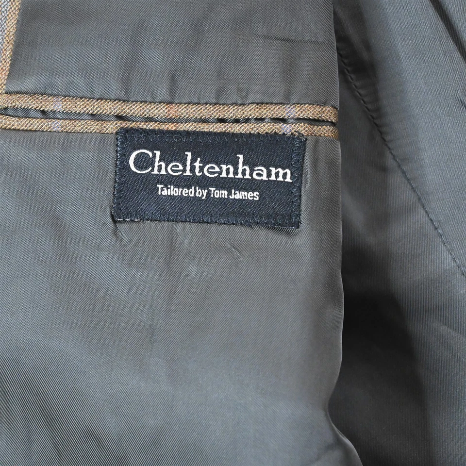 Tom James 48S Marrón Tostado Ventana Lana Hombres Blazer Traje Chaqueta Abrigo Deportivo Foto 4 de 4