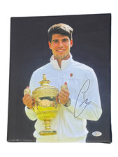 Carlos Alcaraz Signed 11x14 Canvas Wimbledon Champion Grand Slam Trophy PSA