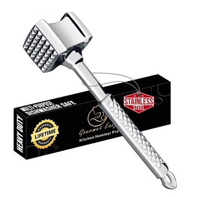 Stainless Steel Meat Tenderizer Tool, Premium Meat Mallet with NonSlip Grip, ...