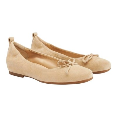 ABEO Cadence Bow Ballet Flat In Cuban Sand NEW Woman's Size 6 Suede Leather
